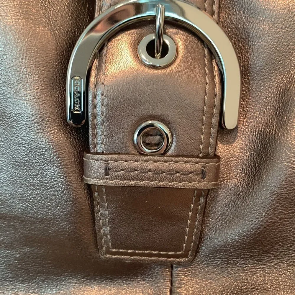 Coach Lynn Hobo Metallic Bronze Leather Shoulder Bag